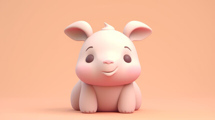 Delightful clay Rhinoceros sculpture in muted pastels, created with Blender. Perfect for a kawaiithemed display.