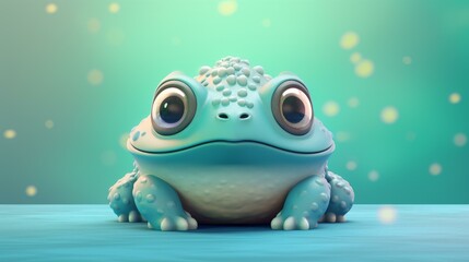 Obraz premium Adorable clay toad sculpture featuring muted pastels and kawaii charm, perfect for adding a whimsical touch to any space.