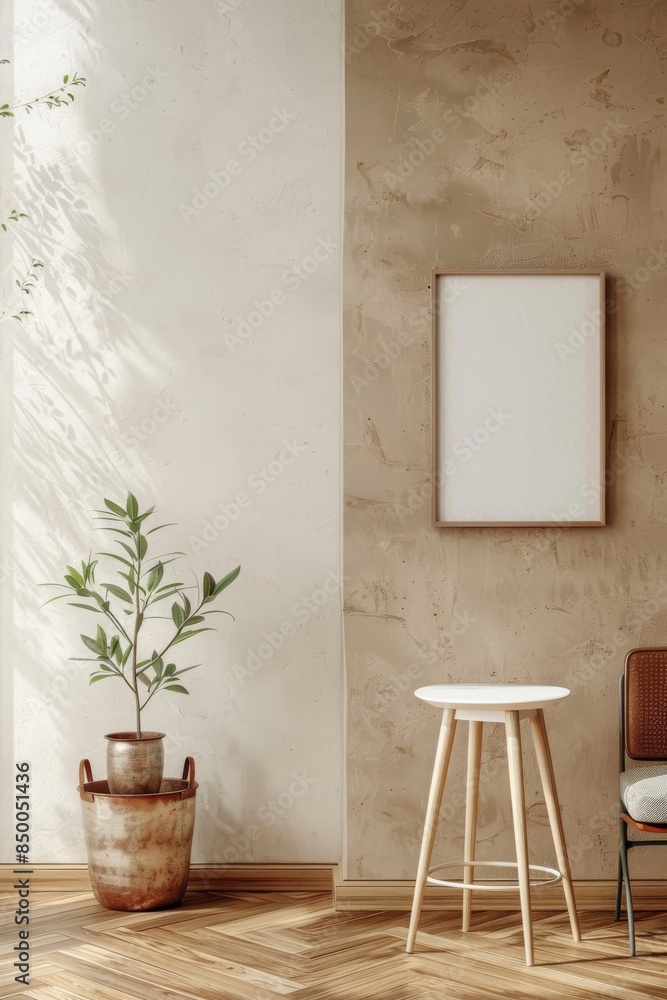 Poster versatile mockup scene with a simple backdrop, ready for customization.