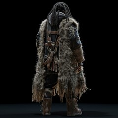 hunter man with full fur suit