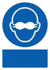 ISO mandatory safety signs_wear opaque eye protection your custom message here portrait size a4/a3/a2/a1