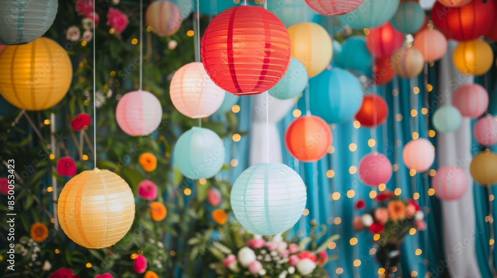 Poster cheerful party backdrop featuring ample copy space for event details