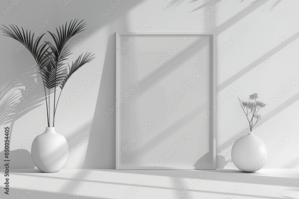 Poster clean and minimalist mockup arrangement with a simple backdrop.