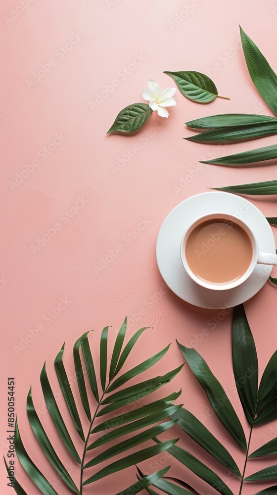 Poster clean and modern flat lay composition with empty space for text.