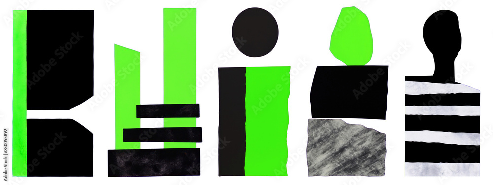 Poster abstract shape png element set on transparent background