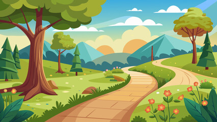 Fototapeta premium Crooked path and summer vibe vector illustration