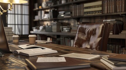 Obraz premium Corporate workspace featuring business documents.