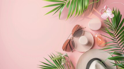 Creative flat lay arrangement with customizable mockup elements.