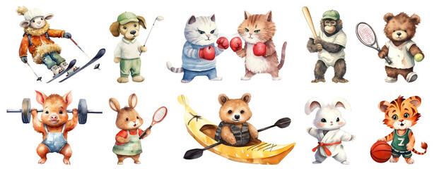 Obraz premium Diverse sportive animal characters set