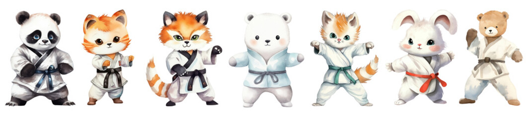 Naklejka premium Diverse sportive animal characters set