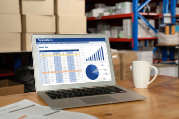 Spreadsheet document information financial startup concept. data and graphs in spreadsheet documents for online analysis project dashboard accounting digital snugly