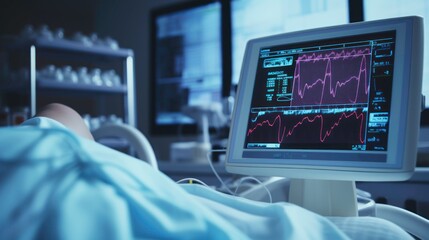 Fototapeta premium Monitoring of patient's heart in intensive care unit. 