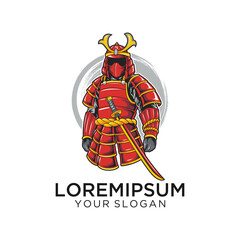 samurai warrior masks, armor and weapon. Japanese warrior emblems, labels, badges and design elements