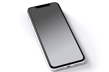 Smartphone with blank white screen on white background. 
