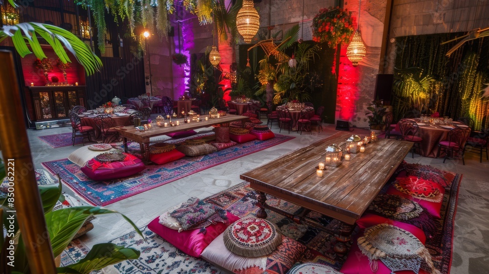 Poster eye-catching party setup arranged in an innovative layout pattern