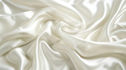 Fototapeta premium Smooth White Satin Fabric: Luxurious Bridal Sheen - Close-Up Elegance, Minimal Background - Premium Wedding Textures - Shiny Satin Detail - Perfect for Bridal Gown Inspiration