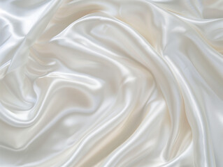 Obraz premium Luxurious Satin Fabric: Bridal White Sheen - Close-Up Detail, Minimal Background - Elegant Wedding Textures - Smooth Satin Imagery - Perfect for Bridal Fashion Inspiration