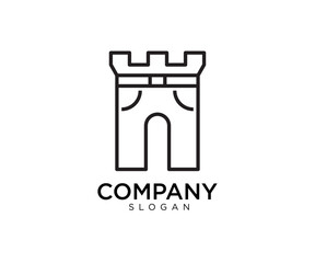 Castle property real estate building logo design. Tower castle illustration vector
