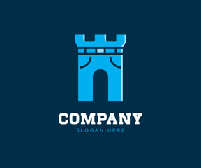 Castle Pants property real estate building logo design. Tower castle illustration vector