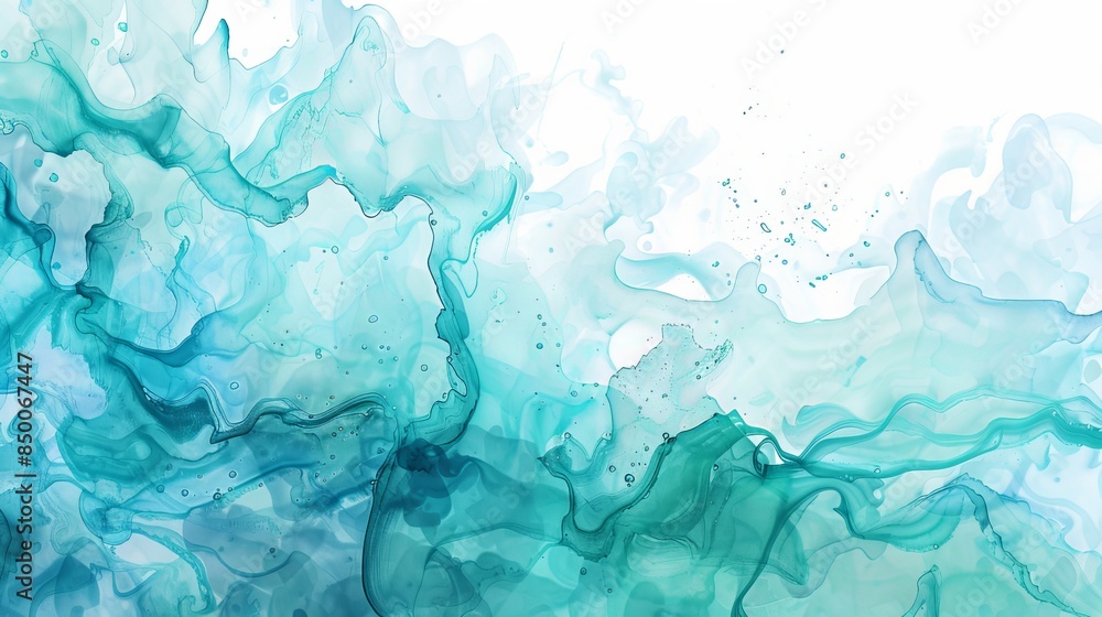 Poster Abstract blue watercolor resembling ocean waves providing a soothing wallpaper and background best-seller potential