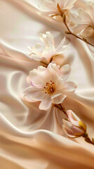 Obraz premium A white flower on a silk background.