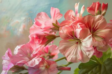 Gentle pink geraniums in soft focus provide a soothing abstract wallpaper or background, prime for becoming a best-seller