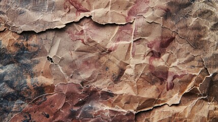 Fototapeta premium Close-up of a high-resolution grunge paper texture with stains and creases