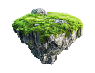 Green lawn floating island, on transparency background