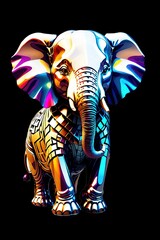 Obraz premium 3d illustration of colorful mythological style Elephant portrait isolated on transparent background