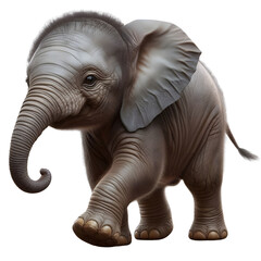 Fototapeta premium baby elephant walking on transparent background