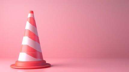 Plastic traffic cone with security emphasis copy space for text and pastel color background