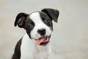 Adorable puppy dog playfully winking and smiling, capturing a sense of joy and lightheartedness