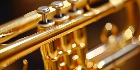 Fototapeta premium Golden trumpet, music, hobbies, interests, concerts, advanced performances, high-definition wallpapers, backgrounds, generated by AI.