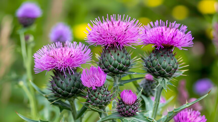 Marian thistle purple flower