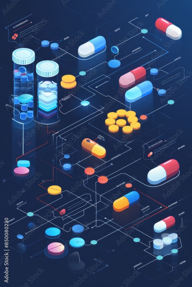 Poster an infographic displaying the reduction in medication
