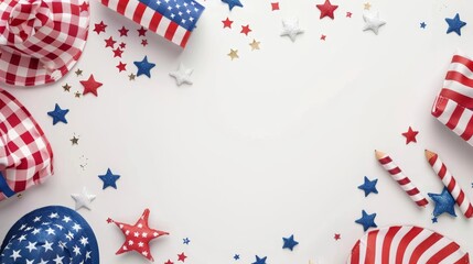 Obraz premium White backdrop with patriotic elements for Patriot Day and space for text.