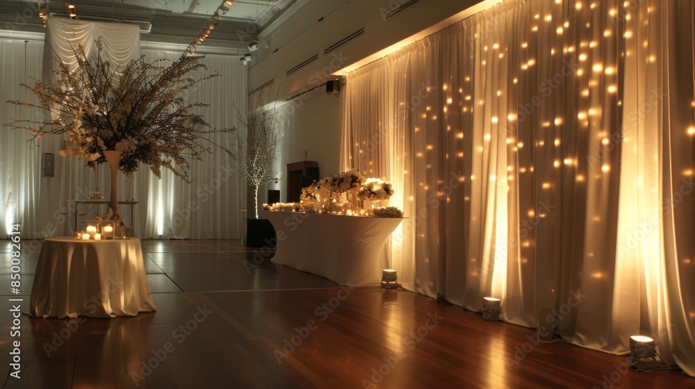 Poster clean and elegant party decor in a simple yet sophisticated style