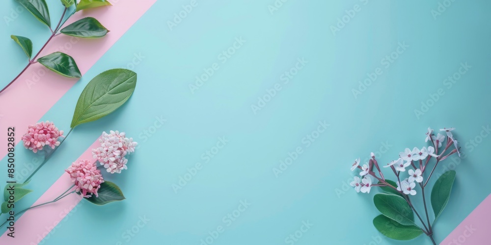 Poster clean and modern flat lay composition with empty space for text.