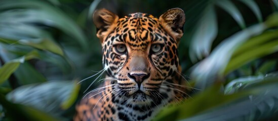 Obraz premium A leopard stalks prey in the wild on the island of Sri Lanka