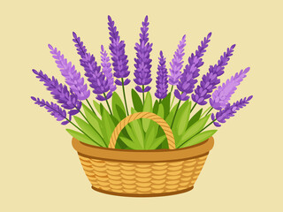 Obraz premium A bunch of lavender flowers in a rustic basket