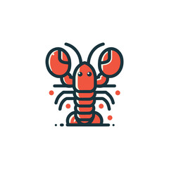 Cute simple lobster colored flat icon on isolated white background