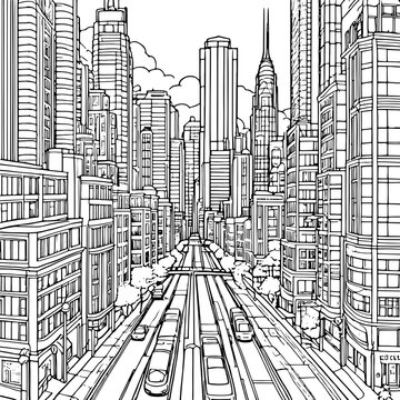 Metropolitan City Sketch Art