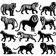 Hand Drawn African leopard or lion animal big silhouette vector Illustration generated Ai