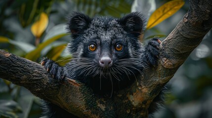 An Adult Binturong, Also Known As A Bearcat, Exudes A Unique Charm