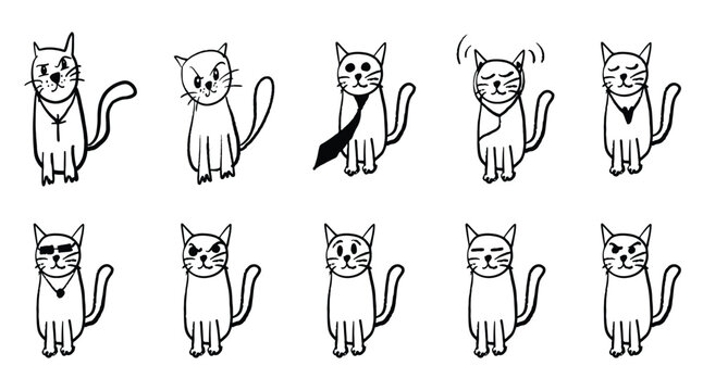 Set of Cats Vector Silhouettes