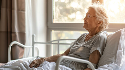 Capture the serene elegance and life experience of a senior woman seated on a sofa, reflecting a lifetime of stories and wisdom through her poised demeanor.