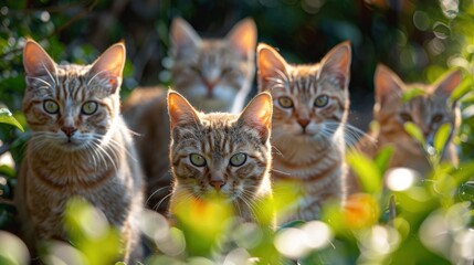 Obraz premium Cats Living Their Best Life In An Orchard, Surrounded By Nature