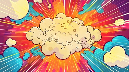 Comic abstract pop art background featuring a thunder illustration