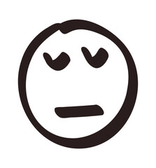 Hand drawn unhappy confused smile. Doodle emotion face. Freehand vector cute emoticonator Artwork