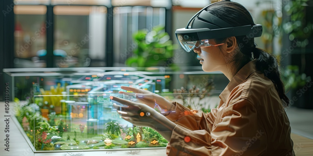 Aufkleber The visual depicts a future where AI-powered technologies enhance efficiency, productivity, and convenience, transforming the way humans interact with machines and the world around them
